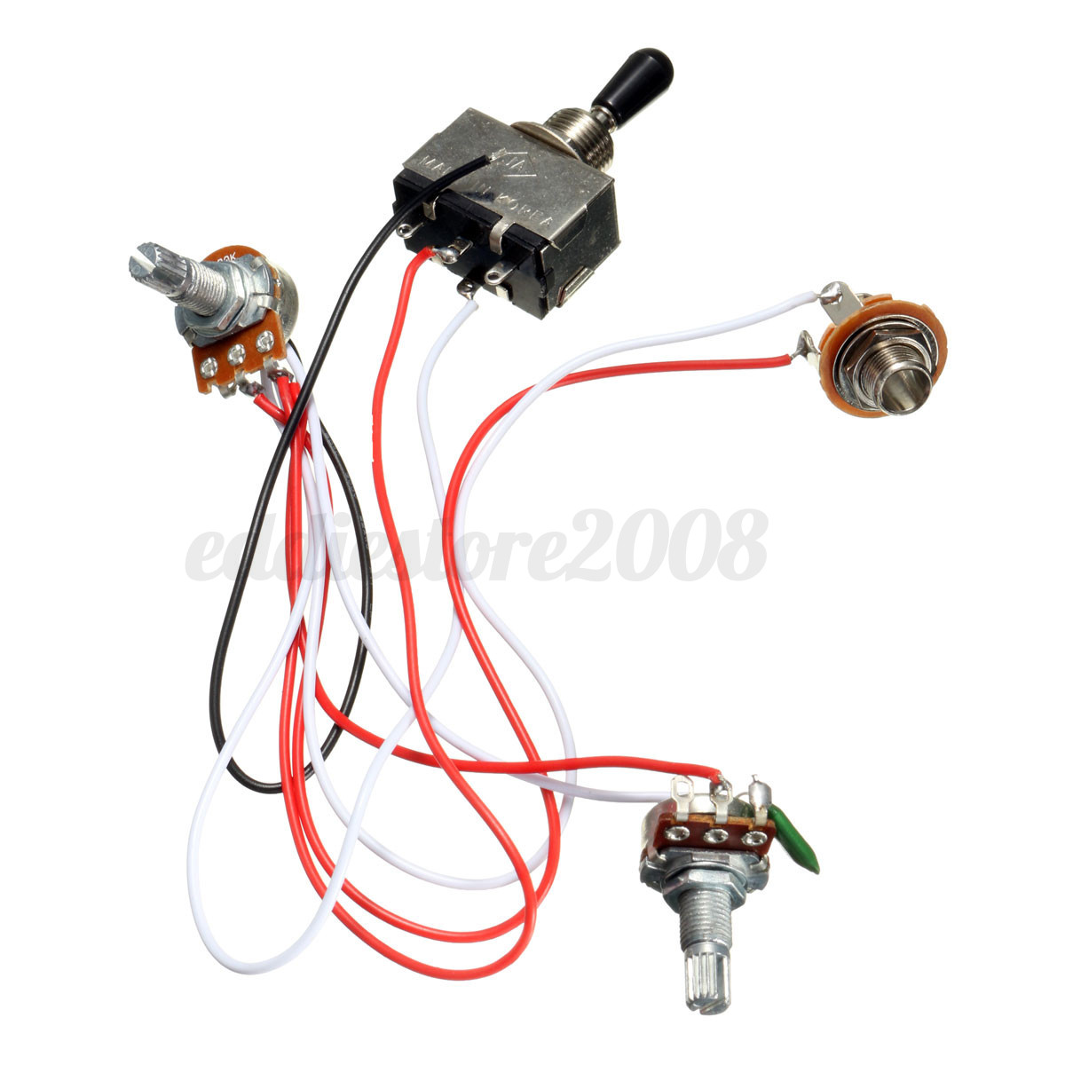 2 of 9 Electric Guitar 3 Way Toggle Switch Wiring Harness Kit 1 Volume 1 Tone 500K