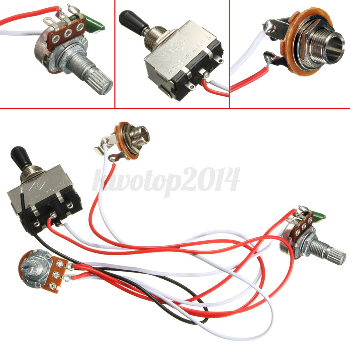 Electric Guitar Wiring Harness Kit 3 Way Toggle Switch 1 ... guitar wiring harness volume tone tone 