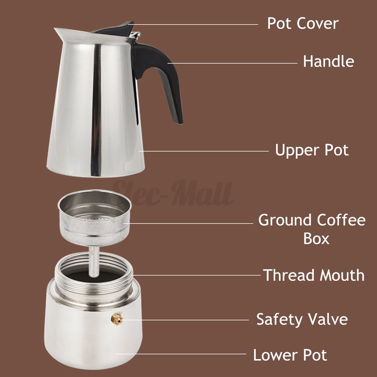 Steel Italian Moka Espresso Coffee Maker Percolator Stove Top Pot 2-6 Cups eBay