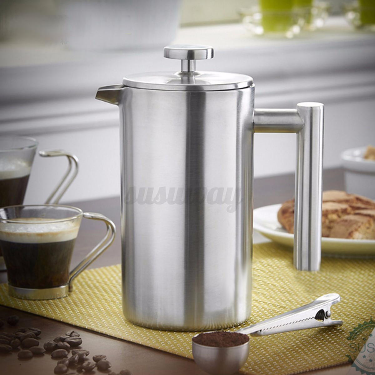 350ml Double Wall Stainless French Coffee Tea Pot Plunger Filter Press Maker Mug eBay