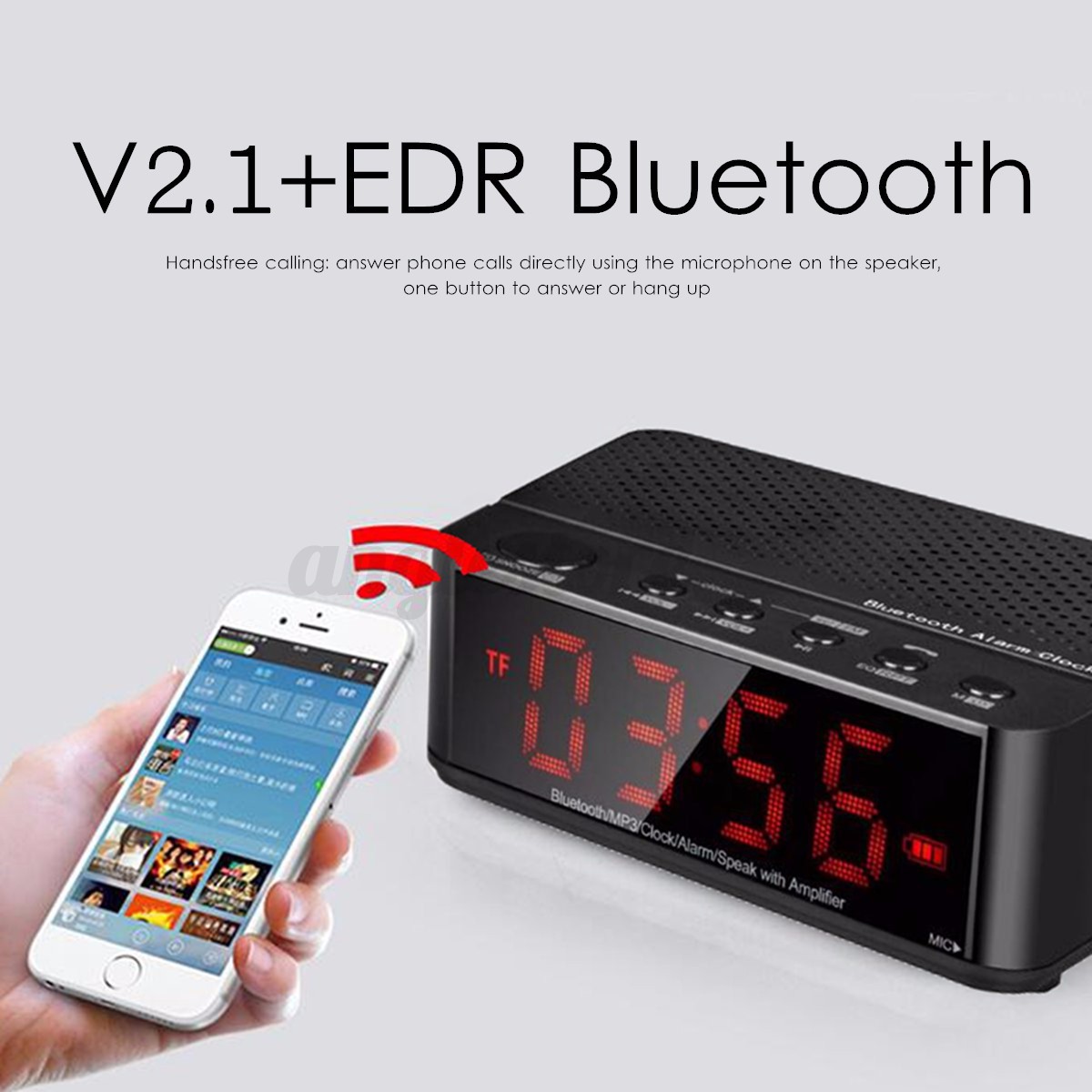 Bluetooth Digital LED Display Alarm Clock Speaker ...