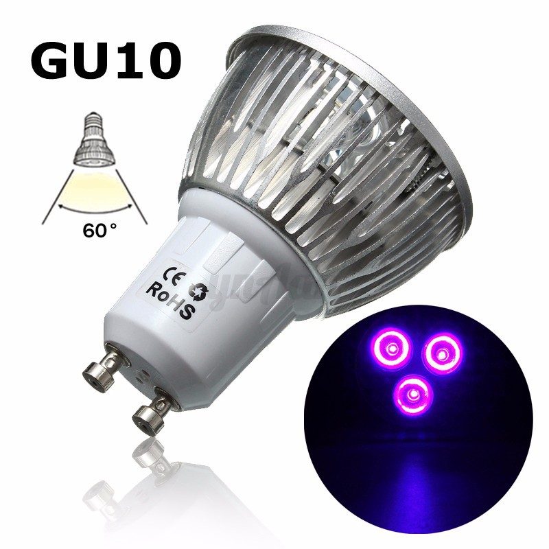 3W E27 B22 GU10 MR16 LED UV Ultraviolet Pflanzenlicht