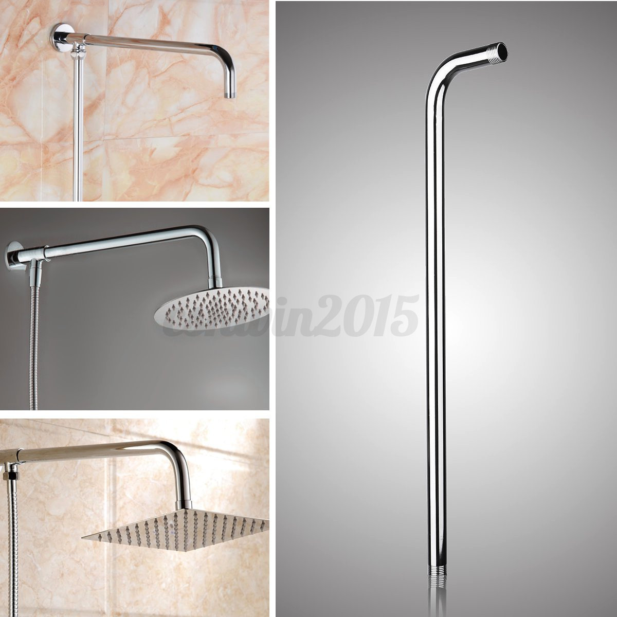 24/" Stainless Steel Shower Arm Wall Mounted Tube Rain Shower Head Fixed Pipe