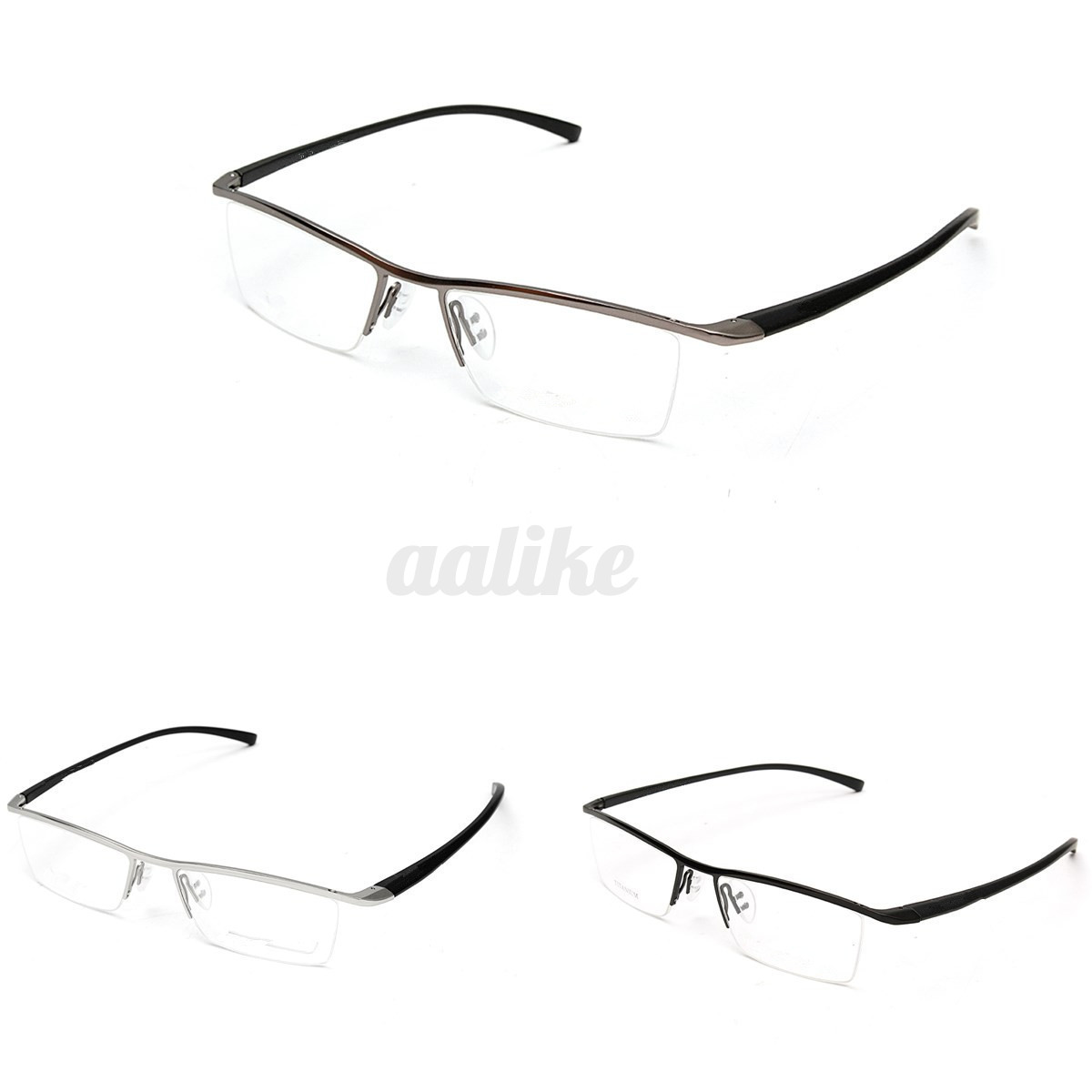 Men Titanium Alloy Spectacles Glasses Frame Half-Rim ...