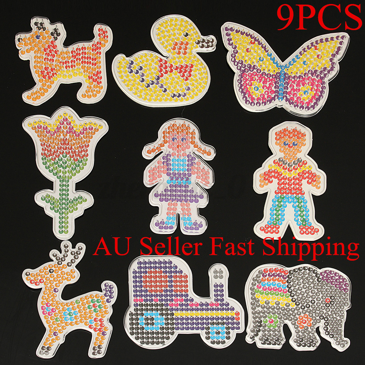 9Pcs Clear Square Template Board Kids Small Pegboards For Perler Hama Fuse Beads  eBay