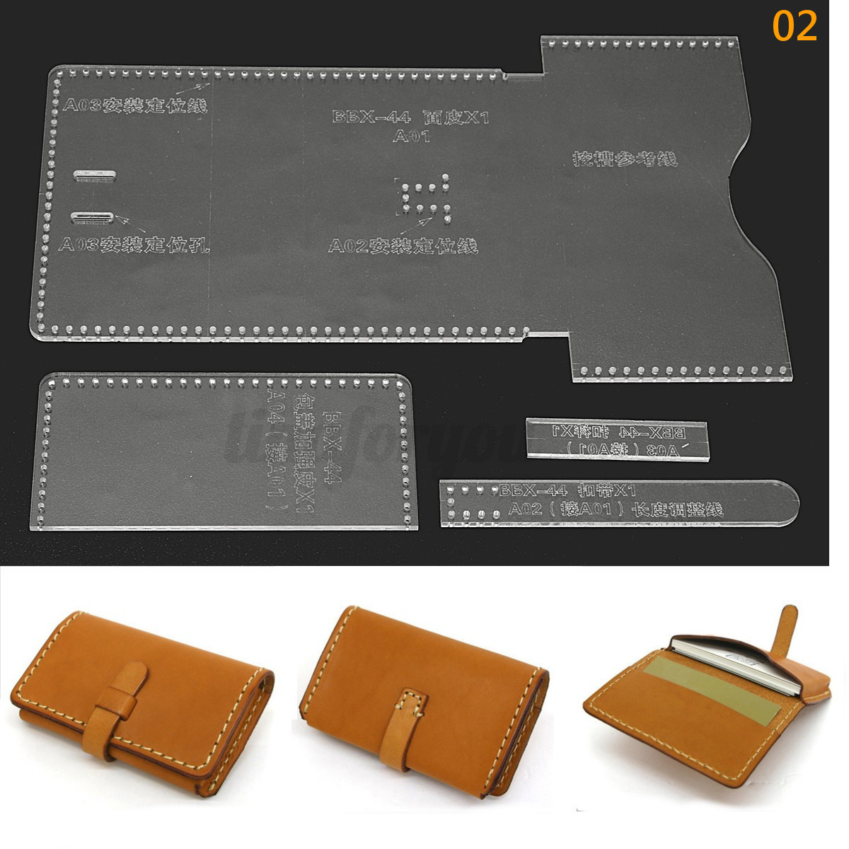 8 Types DIY Acrylic Leather Template Kit for Wallet Leathercraft