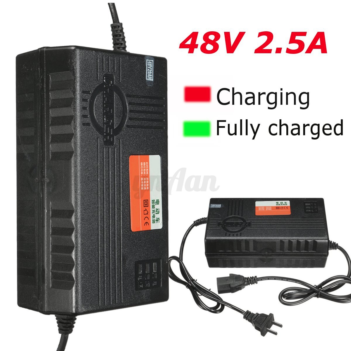 48V Output E-bike Scooter 2.5A Li-ion Lithium Battery Charger Adaptor W// PC Plug