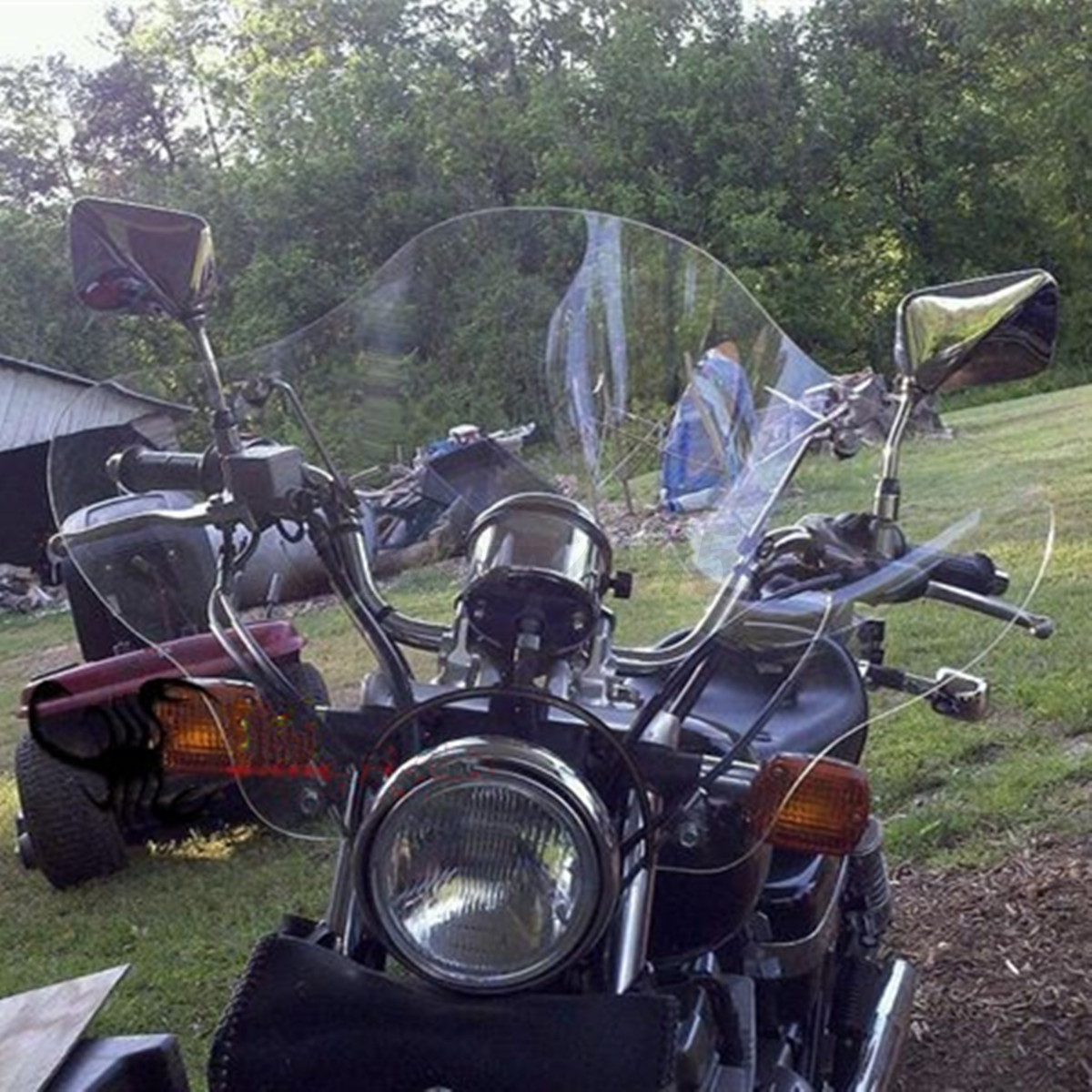 Universal Motorcycle Clear Windshield Windscreen w/ Mounting Kit For Cruiser | eBay