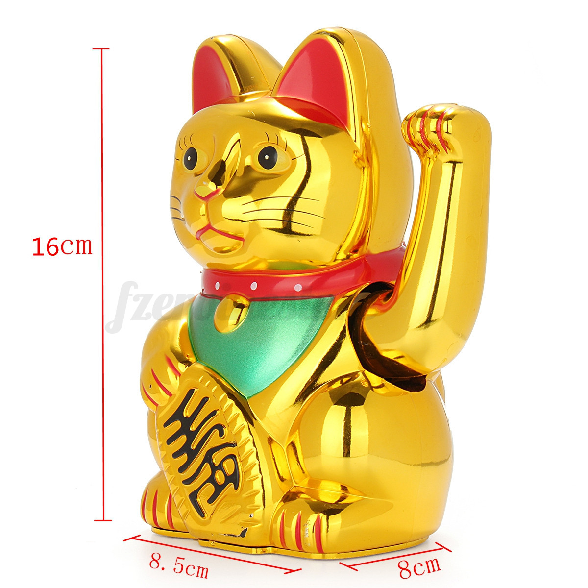 Chinese Lucky Waving Gold Cat Figure With Moving Arm Feng Chinese Lucky Waving Gold Cat Figure With Moving Arm Feng