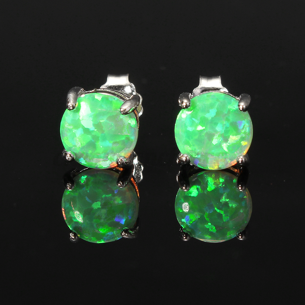 Australian Fire Opal Zircon Gemstone Silver Earrings