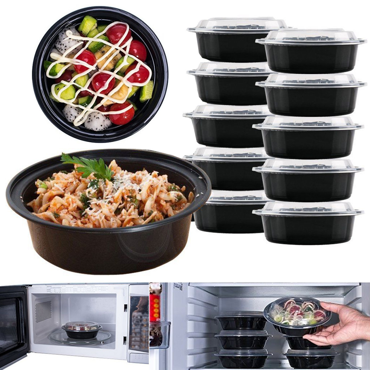 20x Lunch Box Microwave Safe Plastic Meal Prep Container Food 20x Lunch Box Microwave Safe Plastic Meal Prep