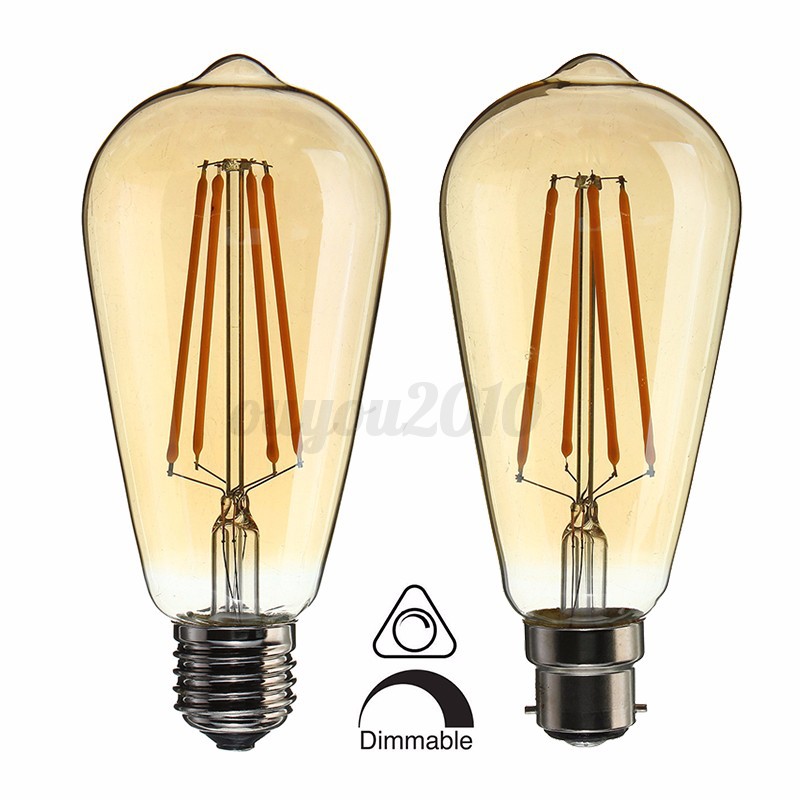 Edison Glühbirne Dimmbar LED E27 B22 ST64 6W Lampe Retro