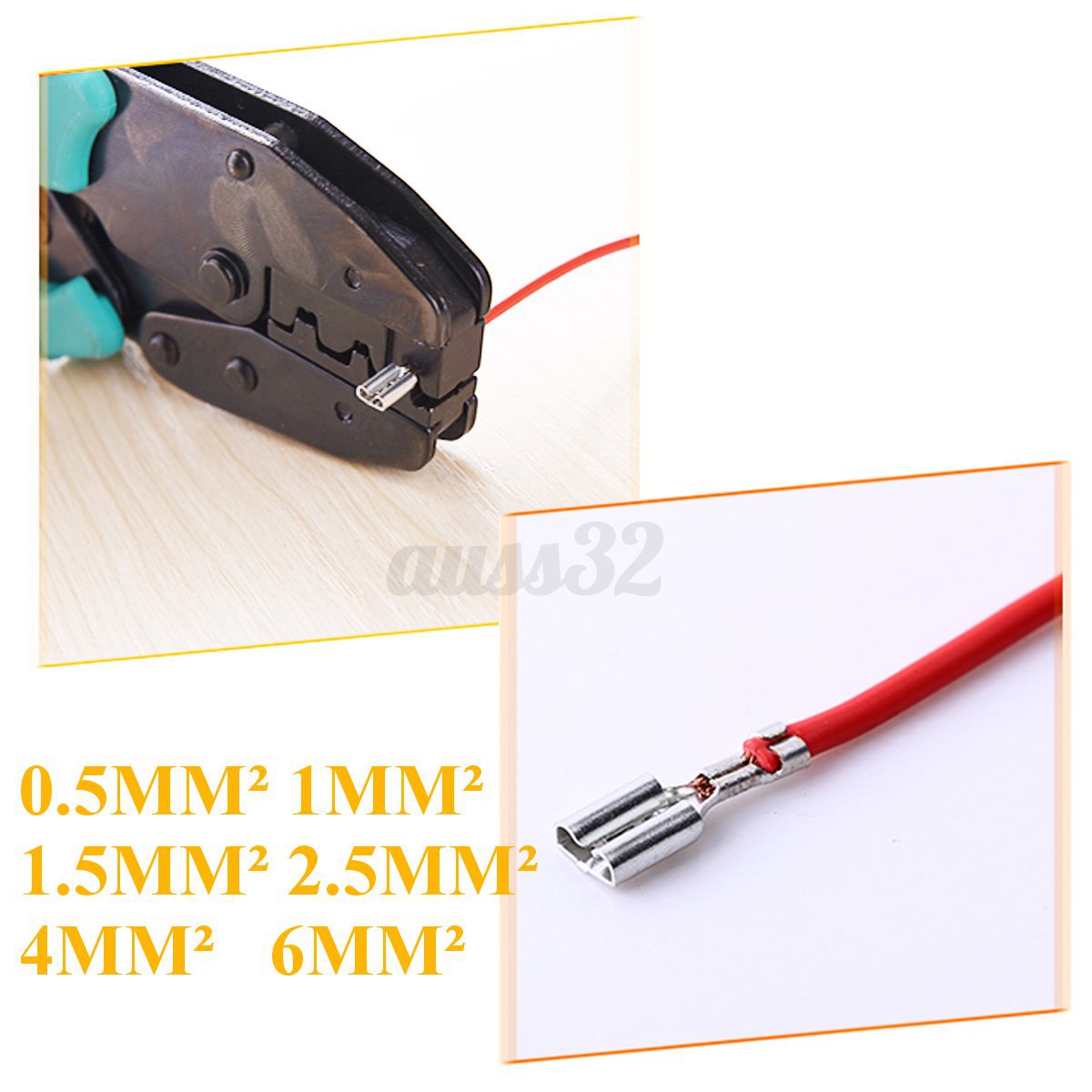 230C Ratchet Wire Crimper Insulated Bare Terminal Jaw For Crimping Plier Black !