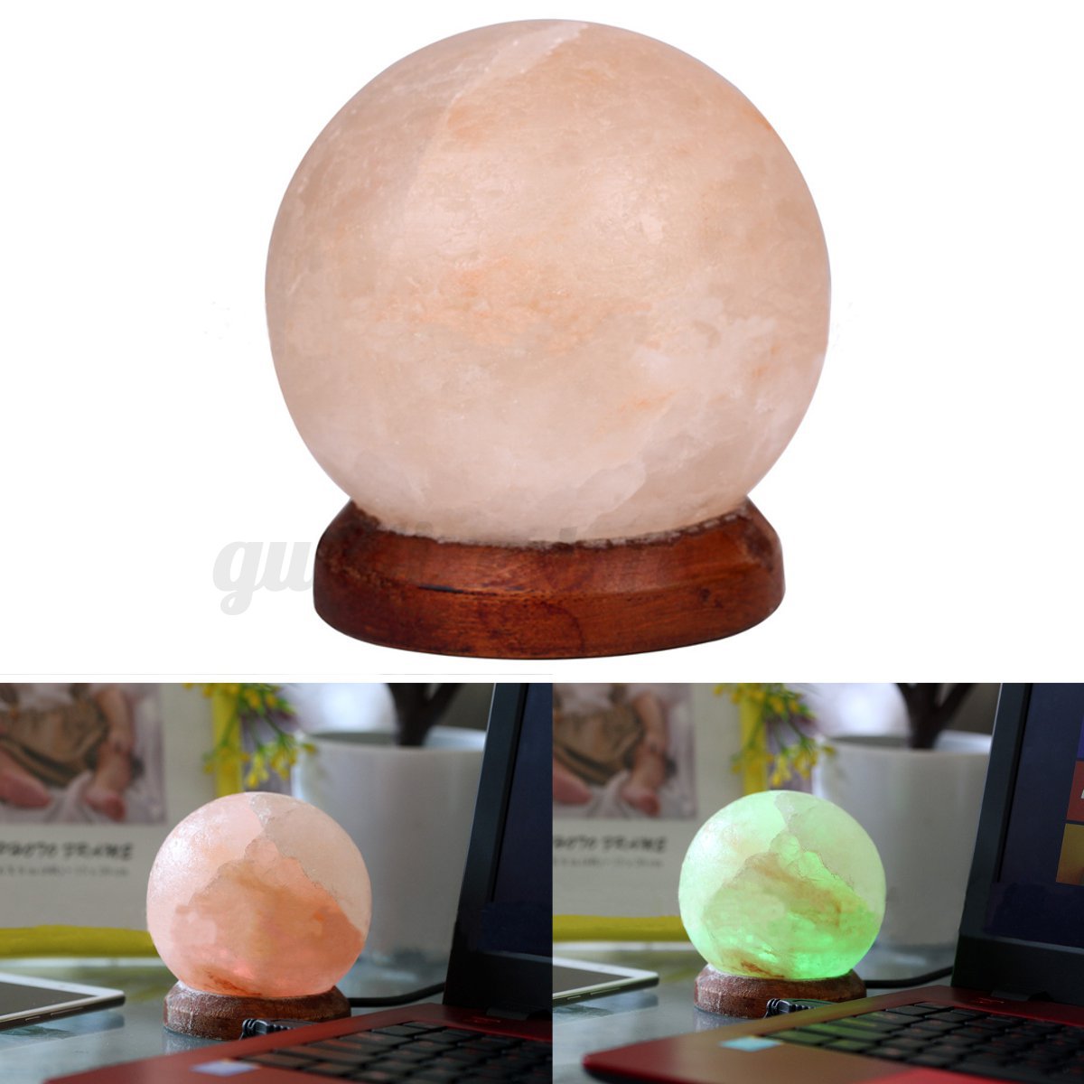 Himalayan Crystal Salt Lamp Rock Carved Sphere USB 7 Color Changing LED Lights eBay