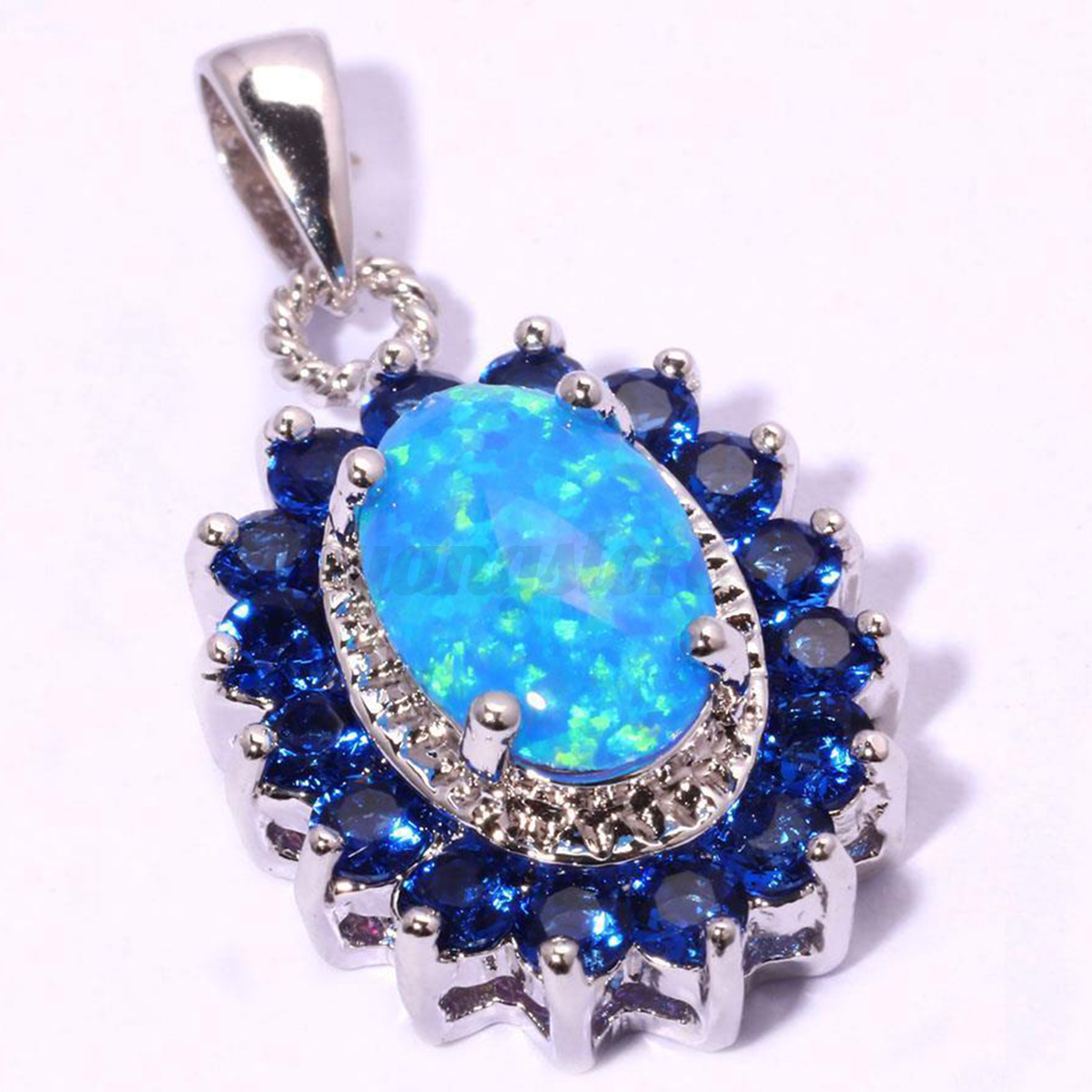 Blue Fire Opal Aquamarine Women Jewelry Gemstone Silver