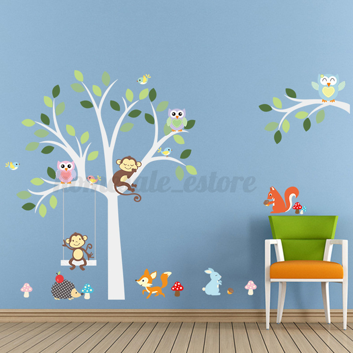Tree Flowers Owl Birds Removable Vinyl Wall Sticker Decal Bedroom Nursery Decor