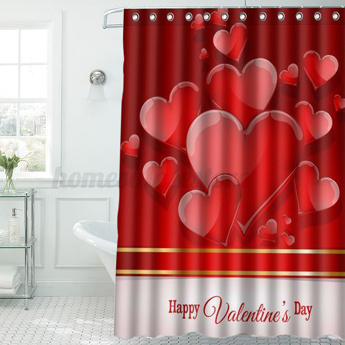 Happy Valentines Day Polyester Fabric Bathroom Shower 