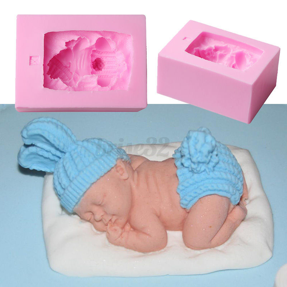 Newborn Sleeping Baby Shape Silicone Fondant Mold Cake ...