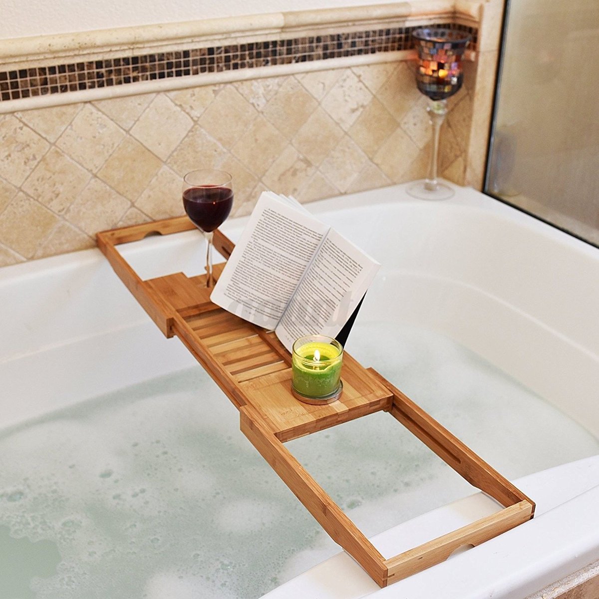 Bathtub Rack Bamboo Shelf Shower Tub Book Reading Tray Holder Bathtub Rack Bamboo Shelf Shower Tub Book Reading