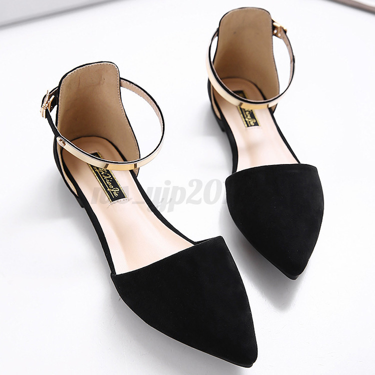2018-Women-039-s-Pointed-Toe-Ankle-Strap-Shoes-Ballet-Flats-Spring-Casual-Sandals-1