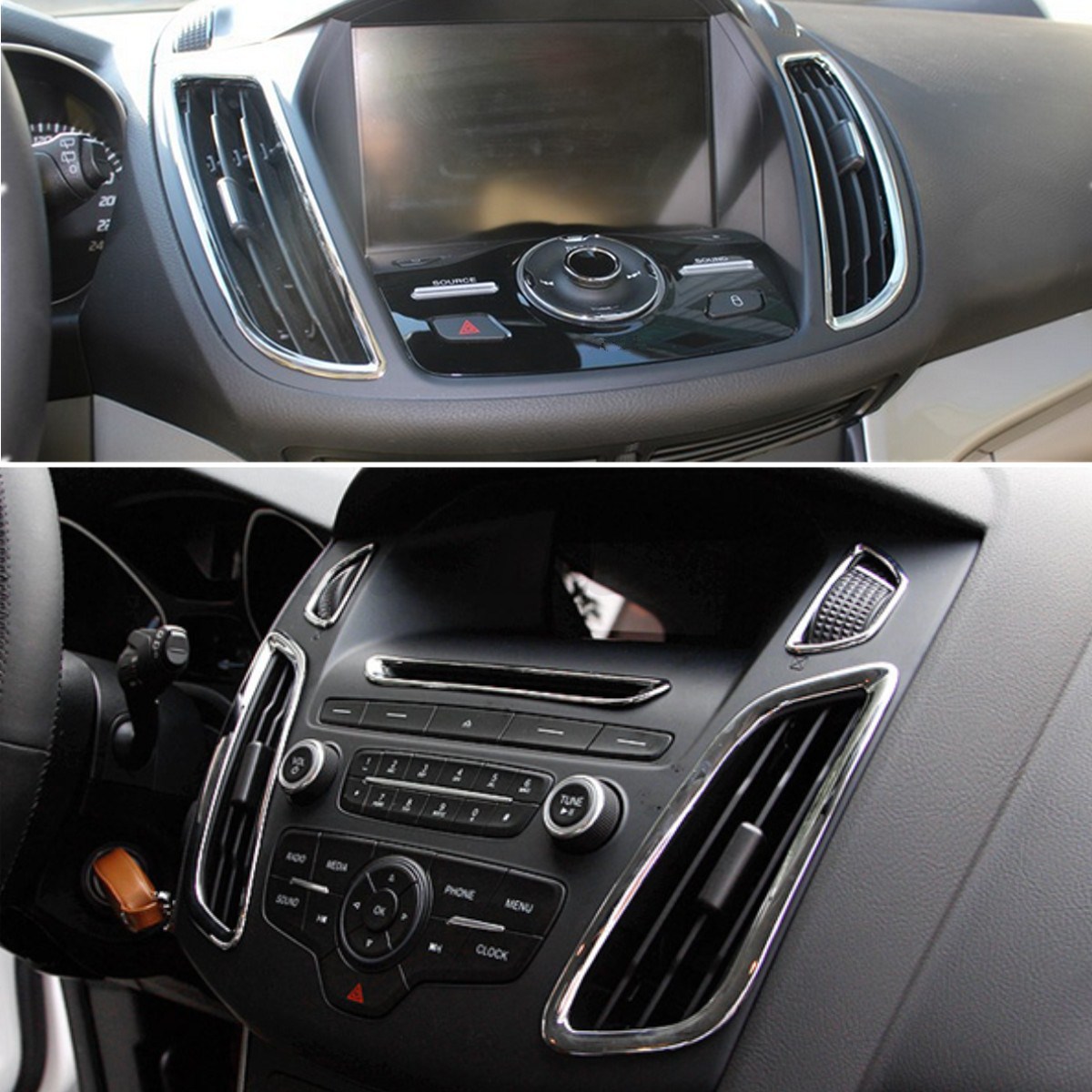 Chrome Side Dashboard Air Vent Cover Trim For Ford Kuga Escape 2017 Chrome Side Dashboard Air Vent Cover Trim For