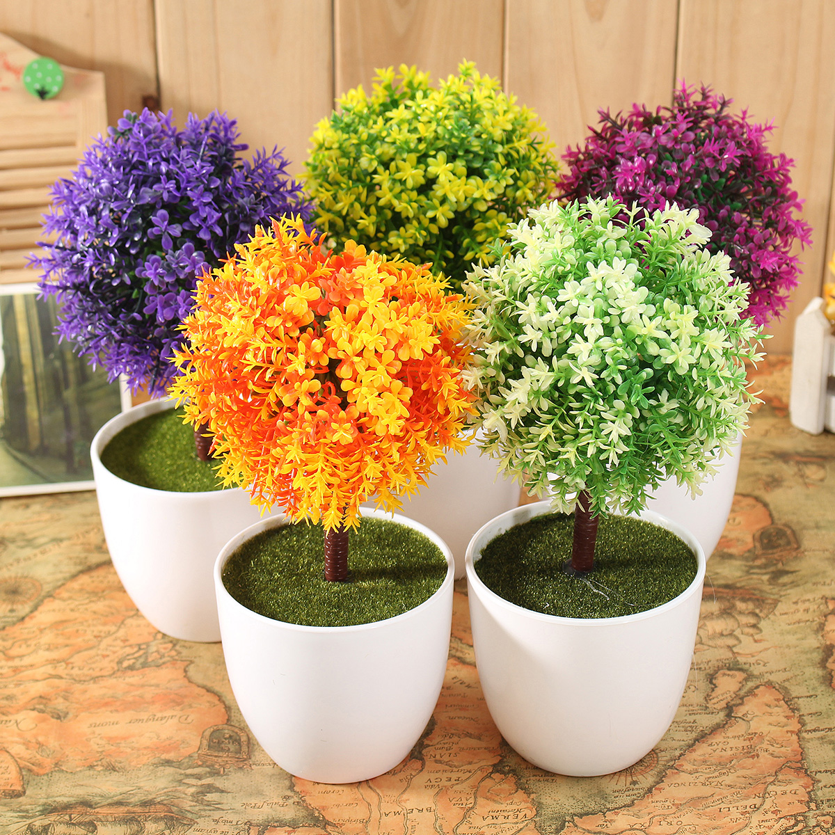 Artificial Topiary Tree Ball Plants Pot Garden Home Office