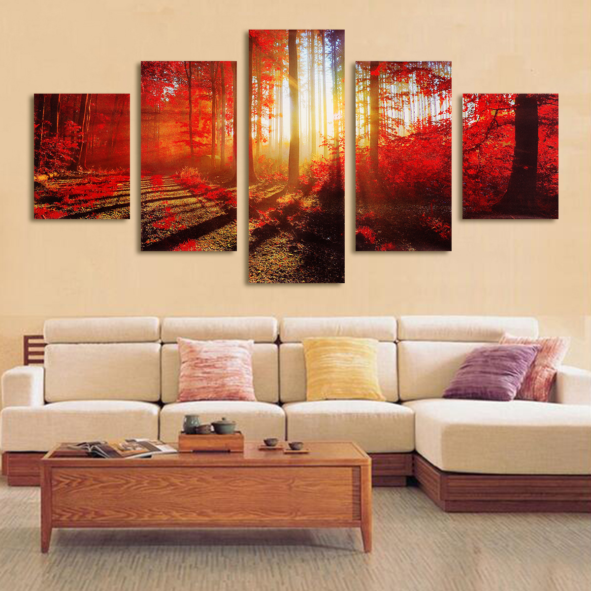 5pcs Modern Art Oil Paintings Canvas Print Pictures Home Wall Decor Detail Image